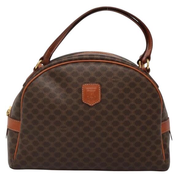 CELINE Macadam Canvas Hand Bag Pvc Leather Brown Gold - Picture 2 of 12